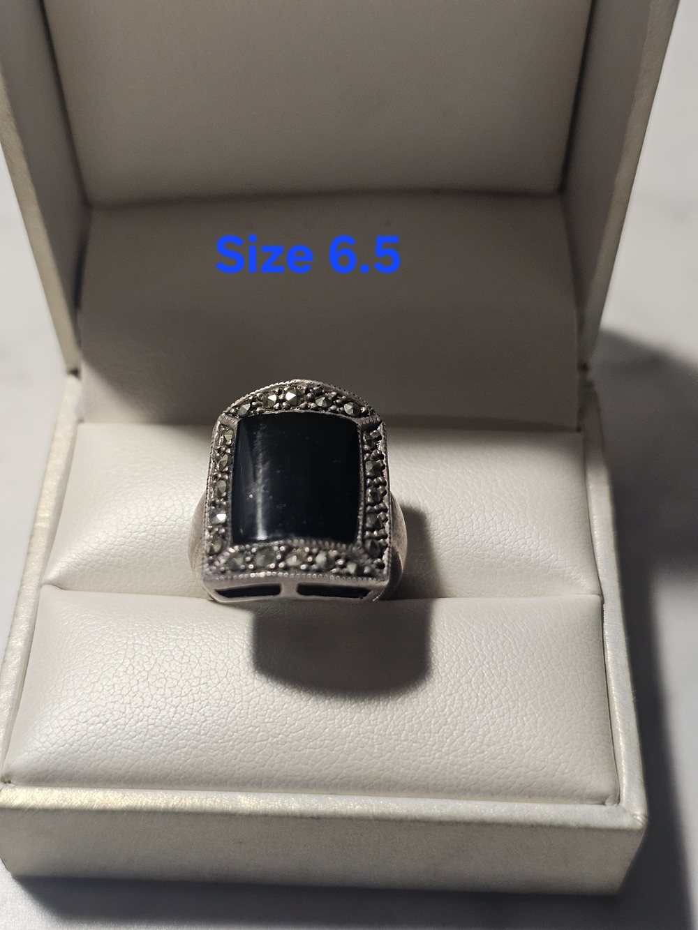 Sterling Silver 925 With Black Onyx Statement Ring - Size 6.5